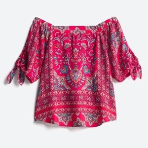 Renee C. Vause fuchsia off the shoulder top